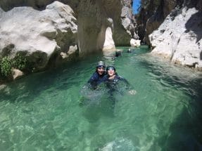 Canyoning and swimming in the turquoise waters of Peonera Canyon